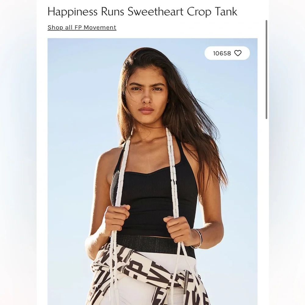 NWOT Free People Happiness Runs Sweetheart Crop tank